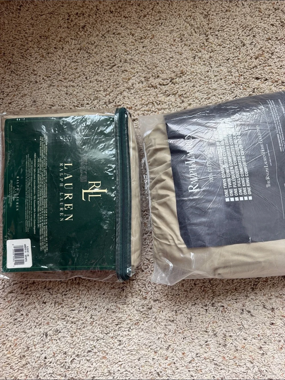 Ralph Lauren Neutral Beige Queen Duvet Cover Set